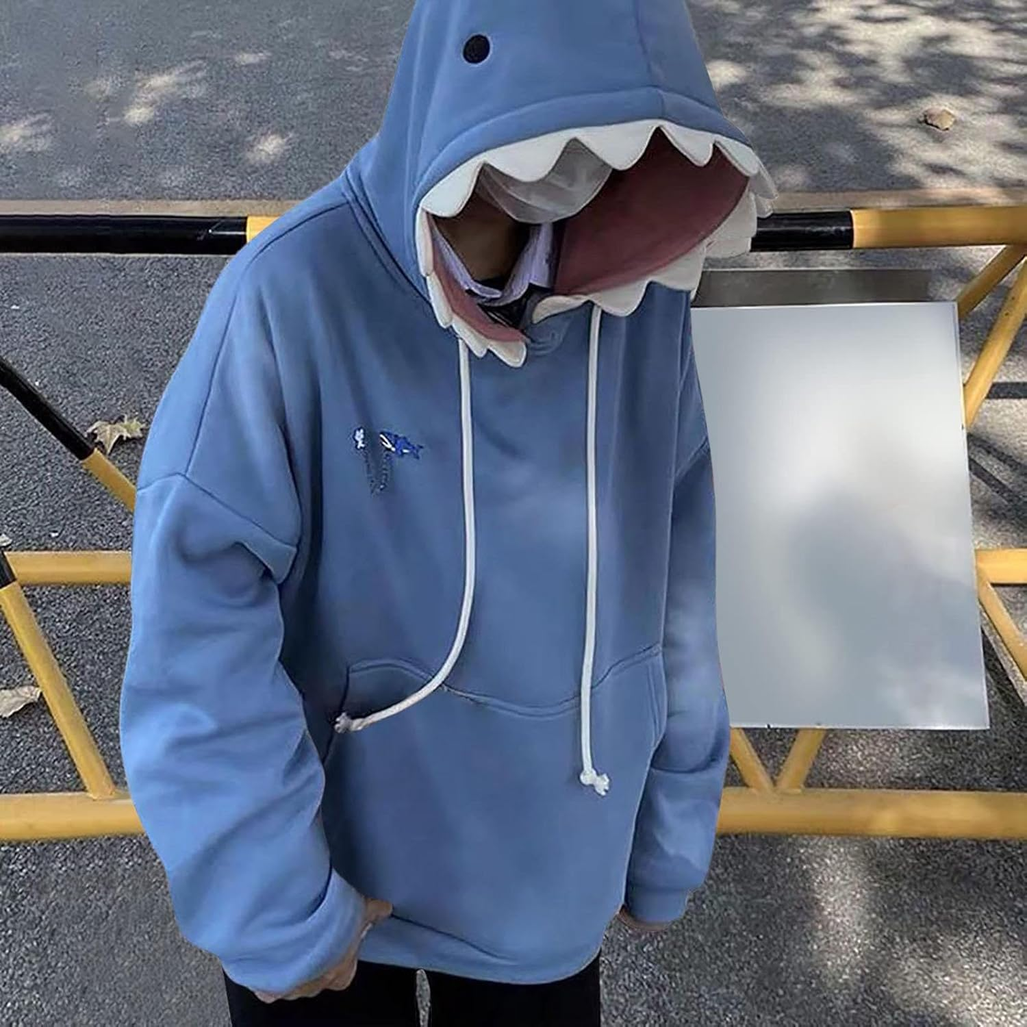 Zankie Shark Hoodie,Cute Long Sleeve Blue Hoodies Shark Shape - Sweatshirts Tops Couple Pullover Cartoon Animal Pulloverfor Teens Girls Boys image number 3