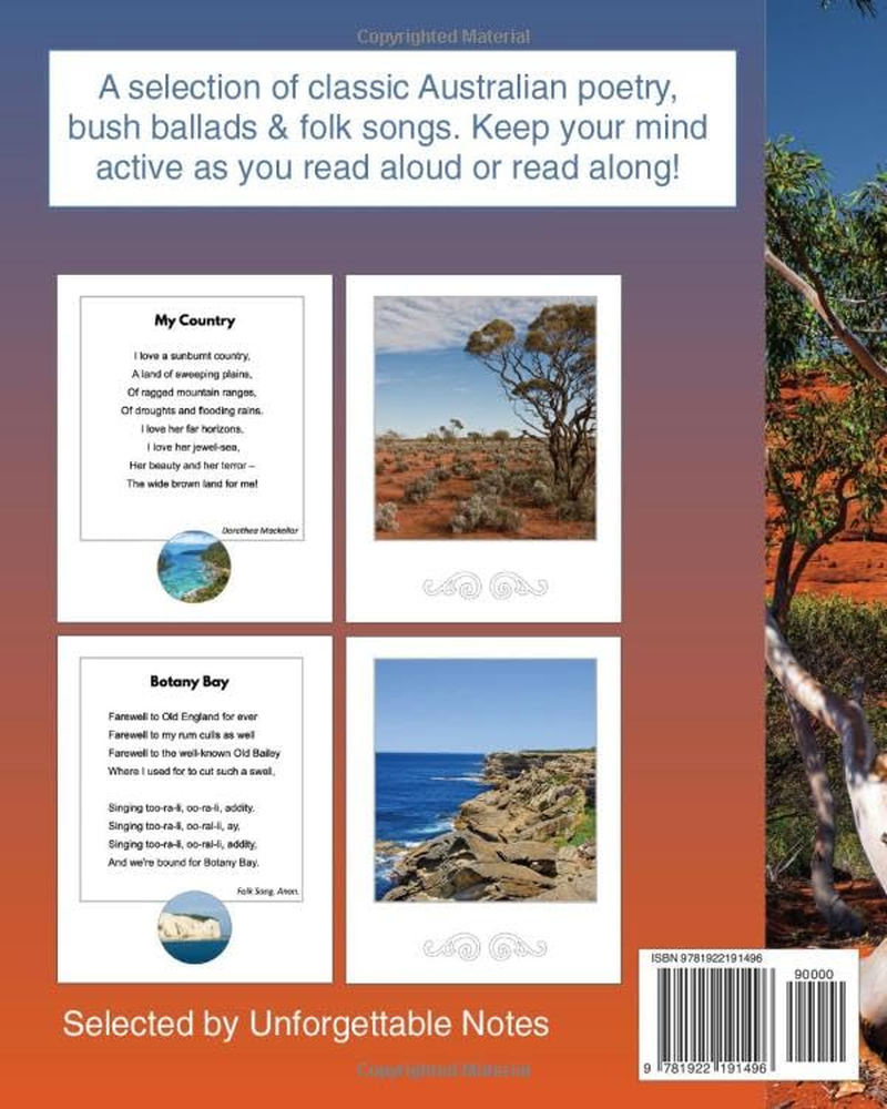 Illustrated Australian Poetry: an Anthology: Large Print: a Dementia-Friendly Selection of Verses from Classic Australian Poems, Bush Ballads and Folk Songs