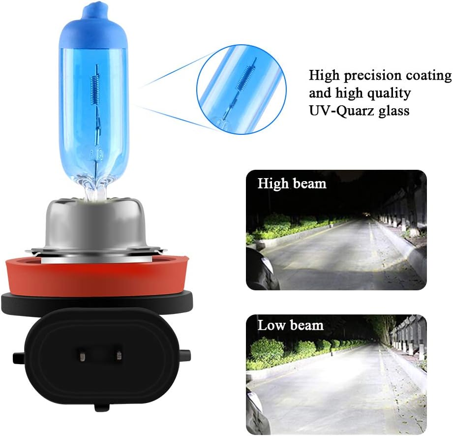 2Pcs H11 55W Super Bright White 5000K Halogen Xenon Light Bulb 12V Car Headlight Light Lamp Replacement