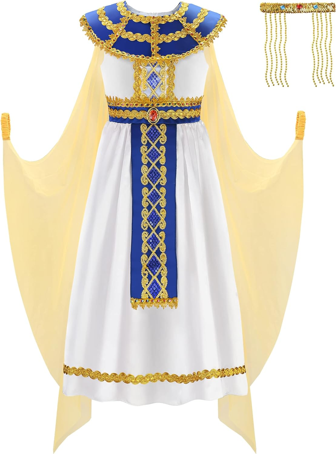 Relibeauty Egyptian Costume Kids Girls Halloween Pharaoh Costume for Girls image number 2