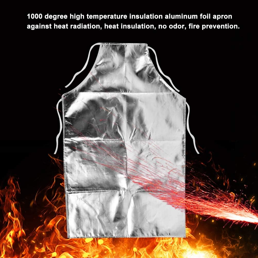 Heat Resistant Apron, 1000&deg;C Aluminum Foil Apron High Temperature Working Apron Fireproof and Thermal Insulation Apron for Men Women image number 3