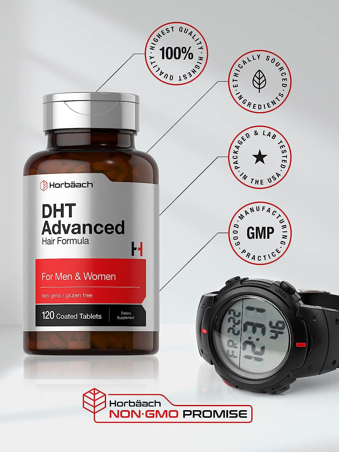 DHT Blocker | 120 Tablets | Non-Gmo and Gluten Free Hair Formula Blend with Saw Palmetto, Kudzu, and Fo-Ti | by Horbaach image number 5