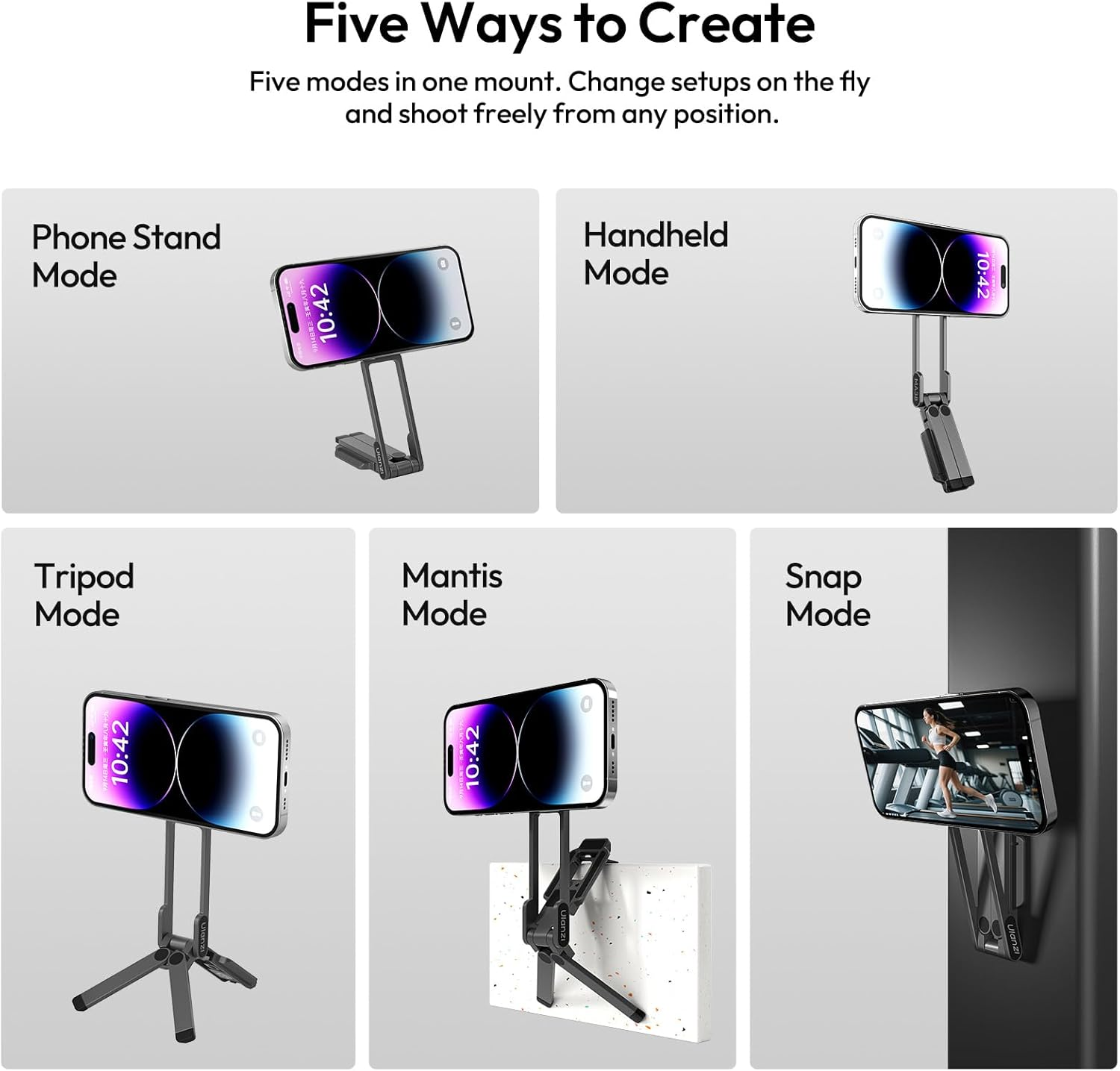 ULANZI MA38 Magnetic Cell Phone Tripod Aluminum, Carabiner-Shaped Phone Holder, Foldable Mini Tripod, Magnetic Quick Mount, Mini Selfie Stick Compatible with Iphone 17 16, 15, 14, 13, 12, Magsafe image number 5