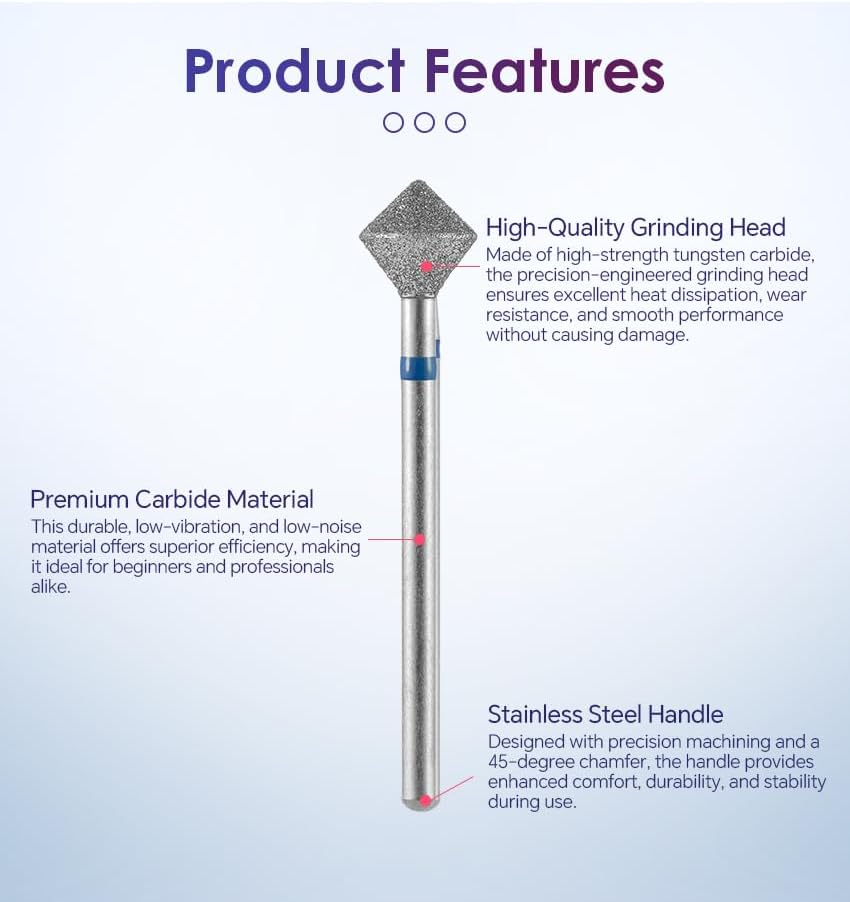 Rolabling Diamond Nail Bit for C Curve Shaping Manicure Drilling for Nail Gel Polish Removal Nail Accessories Tool Suitable for Most Drill Machine (M) image number 6