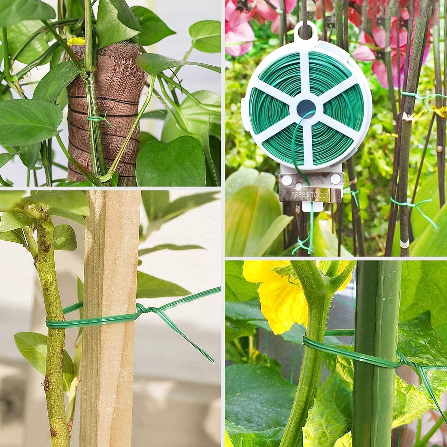 2PCS 2Mm*100M Garden Wire Set Soft Garden Ties Plant Twist Wires for Gardening Climbing Plants, Vines, Shrubs and Flowers (GREEN) image number 5