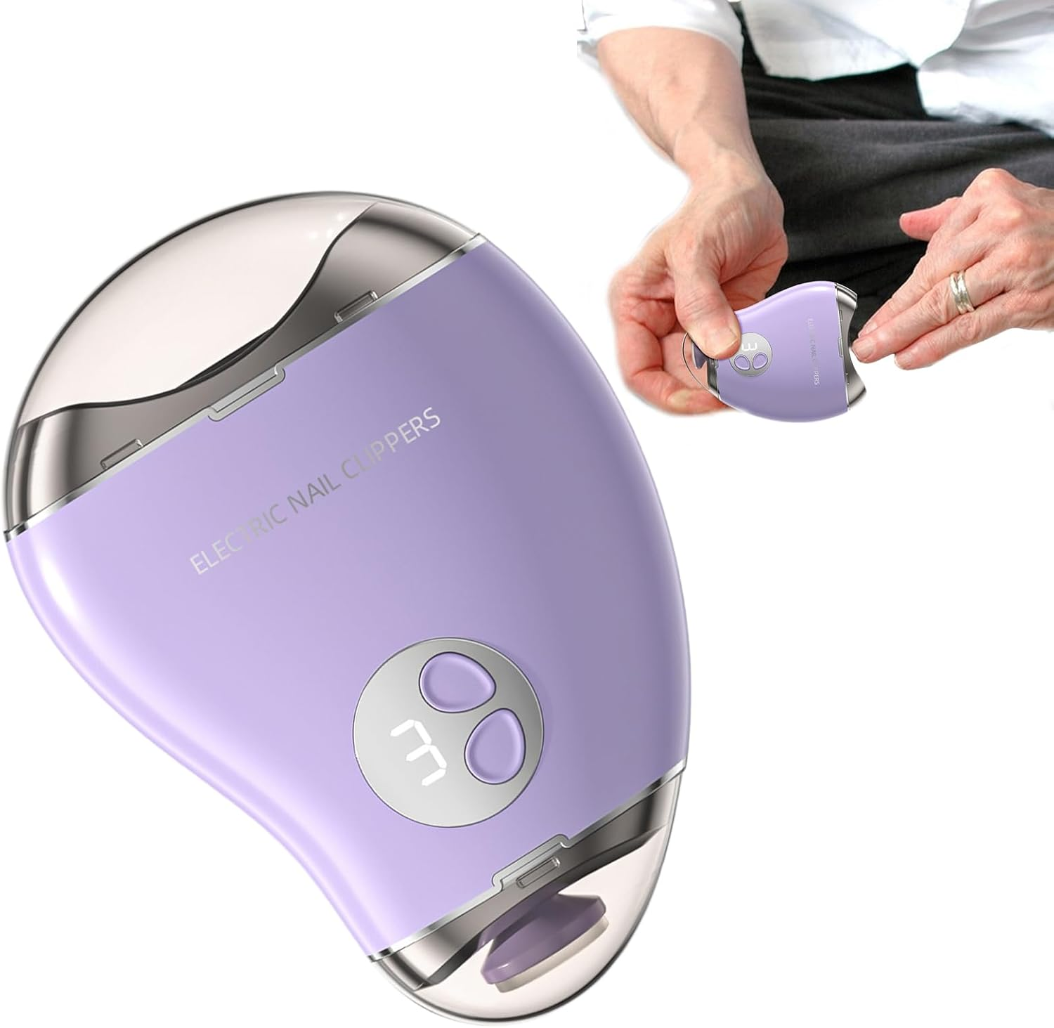 Adults Electric Nail Trimmer, Double- Toe Nail Cutter with 3-Speed Display, Safe Mango Shape Design for Thick Nails, Double-Head Nails Grinder Safe for Travel, Home Use