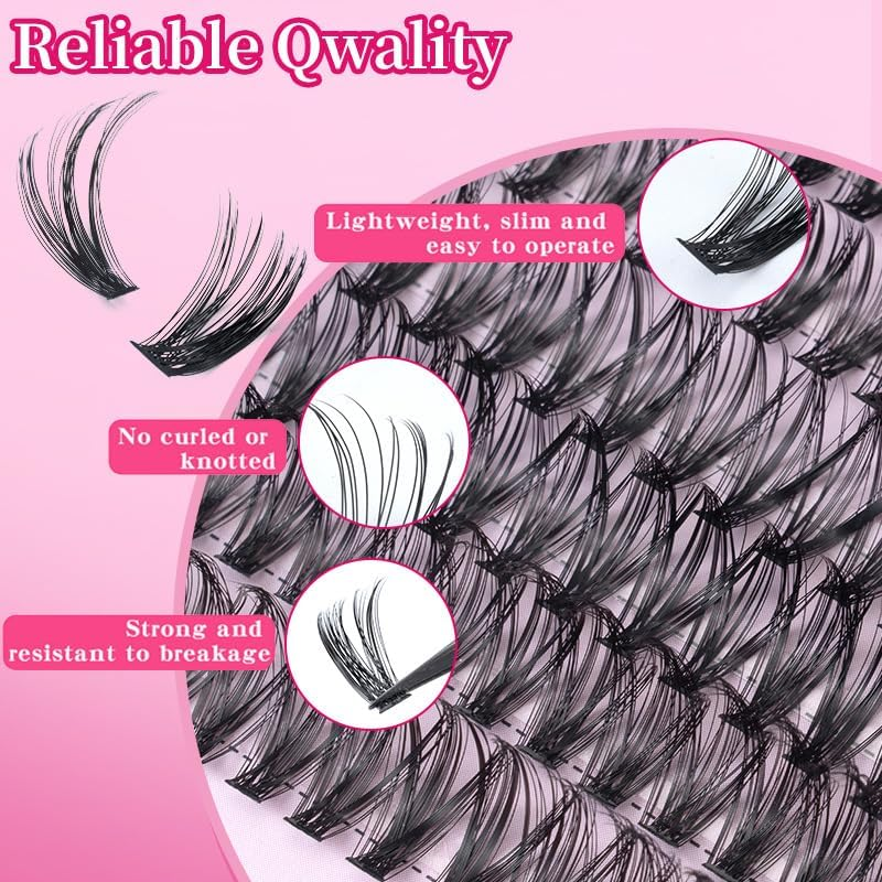 Cluster Lashes, Lash Clusters Kit & Natural Curl Eyelash, 20D/30D/40D/50D Soft Eyelash Faux Eyelashes for DIY & Salon Use, 320Pcs image number 5