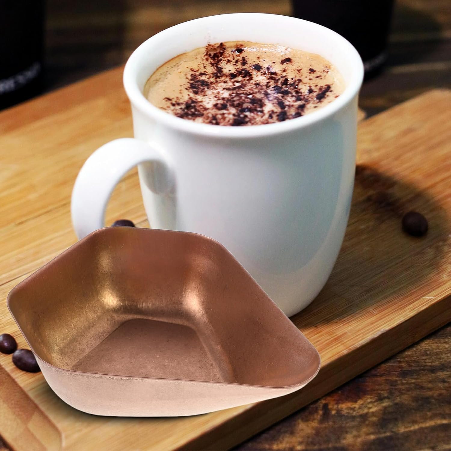 NESTINGHO Stainless Steel Coffee Bean Tray Dosing Cup with Measuring Plate Holder for Accurate Weighing and Display Elegant Coffee Bean Dish for Home Cafe and Tea Serving image number 3