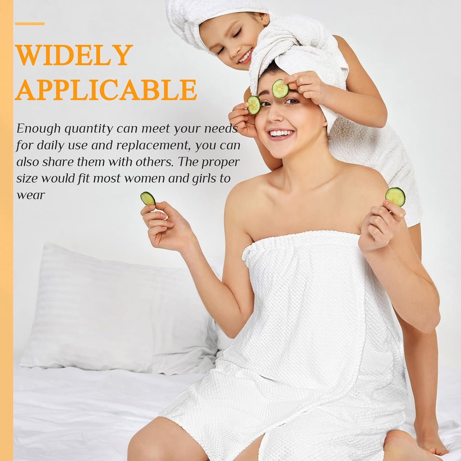 Tigeen 2 Pcs Towel Wrap for Women Lightweight Spa Robe with Adjustable Closure Elastic Top Soft Bathrobe Spa Wrap(Medium,White) image number 2