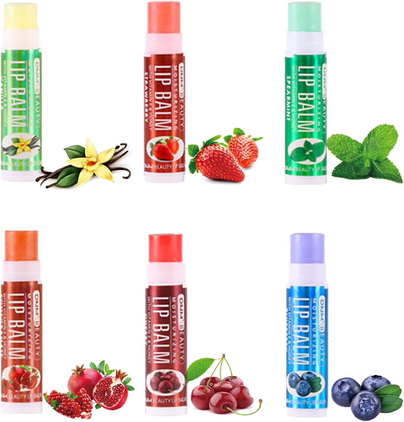 Jascherry 6 Pcs Moisturizing Lip Balm, Lip Oil Set, Fruit Makeup Lip Gloss, Lip Repair Chapstick, High Shine, Natural, Non-Sticky Finish, Nourishing Lipstick Anti-Wrinkle Lip Care Gloss