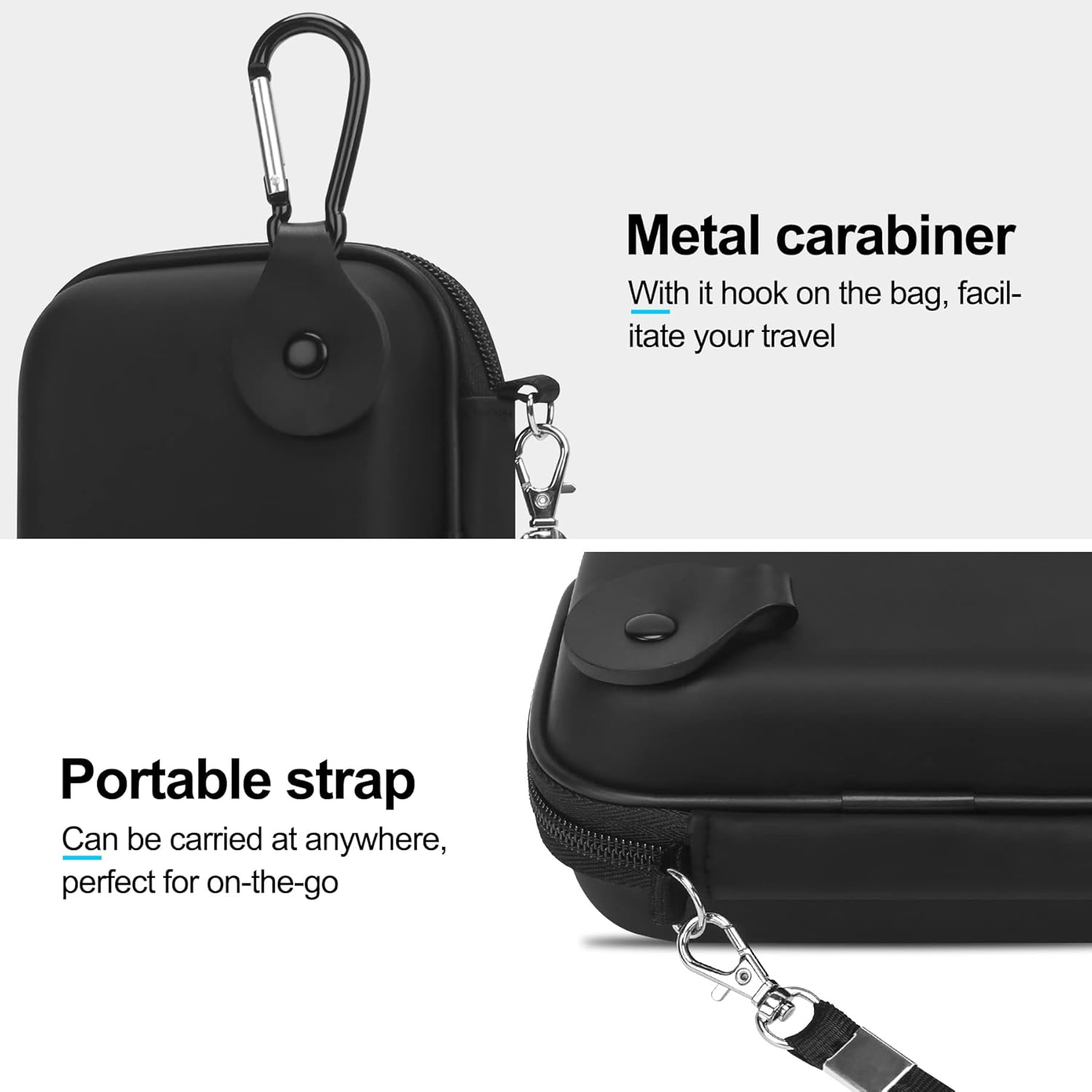 Lacdo Camera Carrying Case for Canon Powershot ELPH 360/200/185/180/190/350, Sony Cyber-Shot DSC-W830/WX350/WX500/W810/W800 Digital Camera, Hard EVA Protective Storage Trave Bag, Black+Black - Black+Gray image number 6