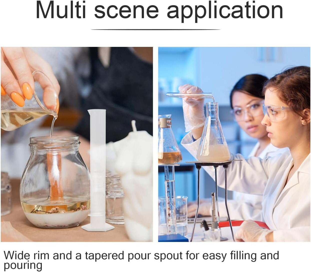 Baluue Measuring Cylinder, 100Ml Plastic Measuring Cylinder, Precise Graduated Measuring Cup, PP Graduated Cylinder for Kitchen, Laboratory Measurement image number 6