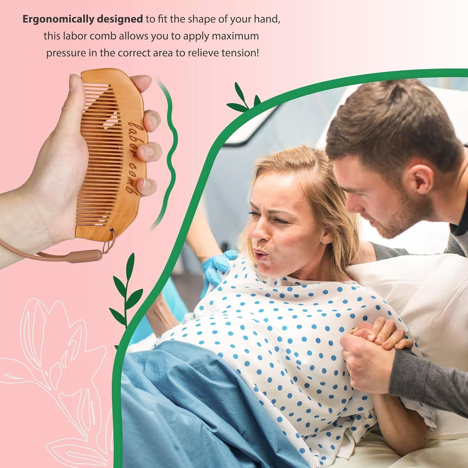 Start Makers Wooden Birth Comb with PU Pouch for Labour Pain Relief, Natural Birthing & Labour Comb, Pregnancy Hospital Bag Essential, Thoughtful Pregnancy Gifts for Mum image number 4