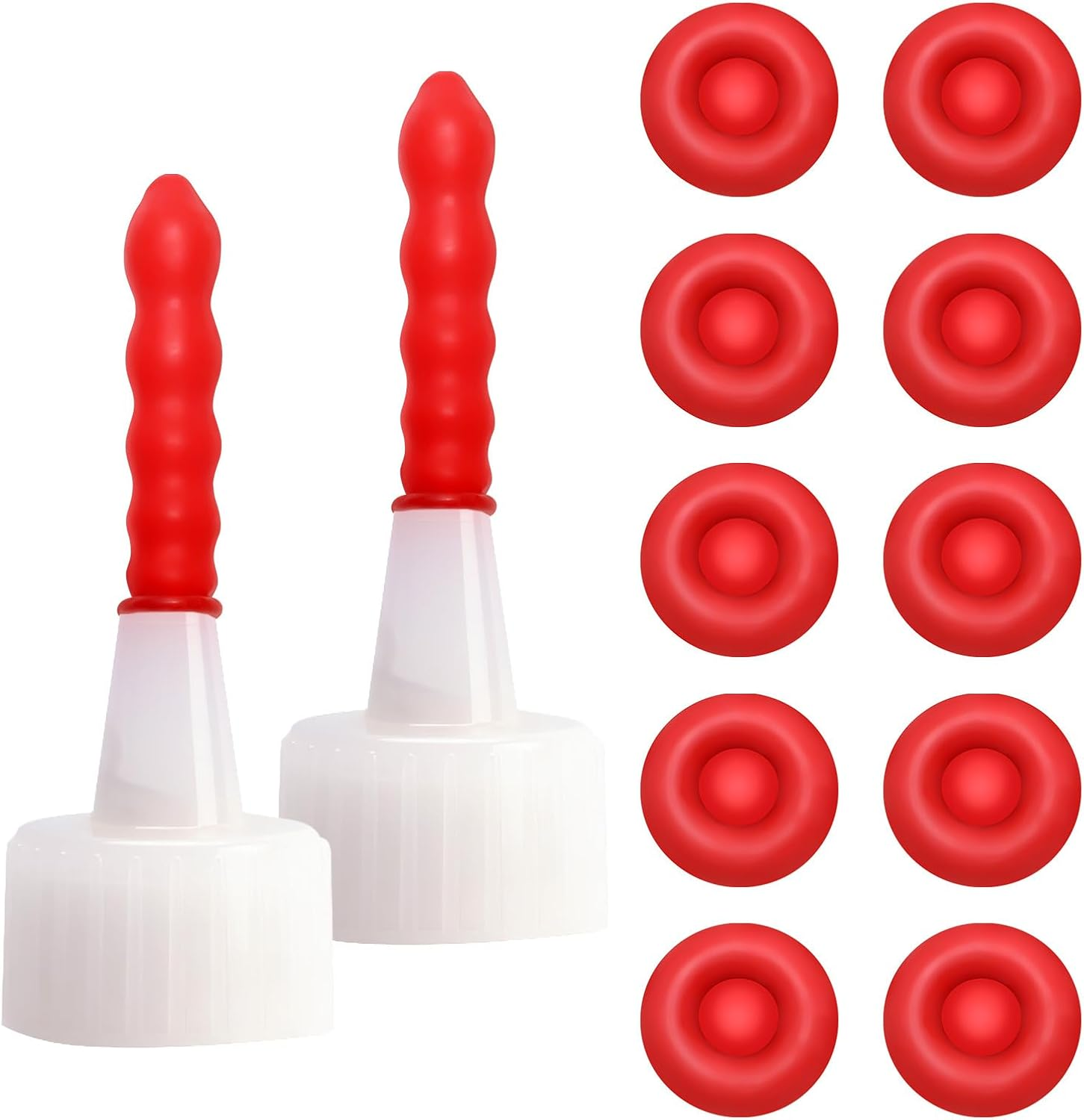 TEHAUX 100Pcs Caulk Caps, Red Silicone Caulk Saver Cap Sealer Caulk Saving Caps Open Caulking Tube Cover Sealer Caulk Nozzle Protective Cover for Sealing and Preserving image number 2