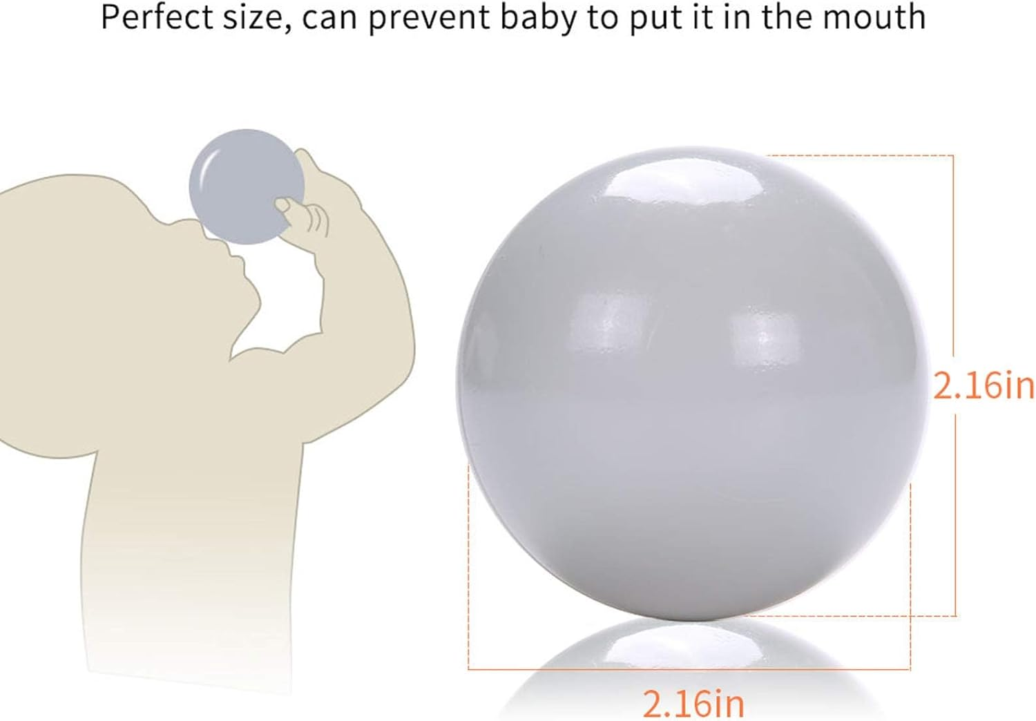 Playmaty Colorful Ball Pit Balls - 100 Pieces Phthalate Free BPA Free Plastic Ocean Balls Crush Proof Stress Balls for Kids Playhouse (Light Blue/Light Gray/Clear) image number 2