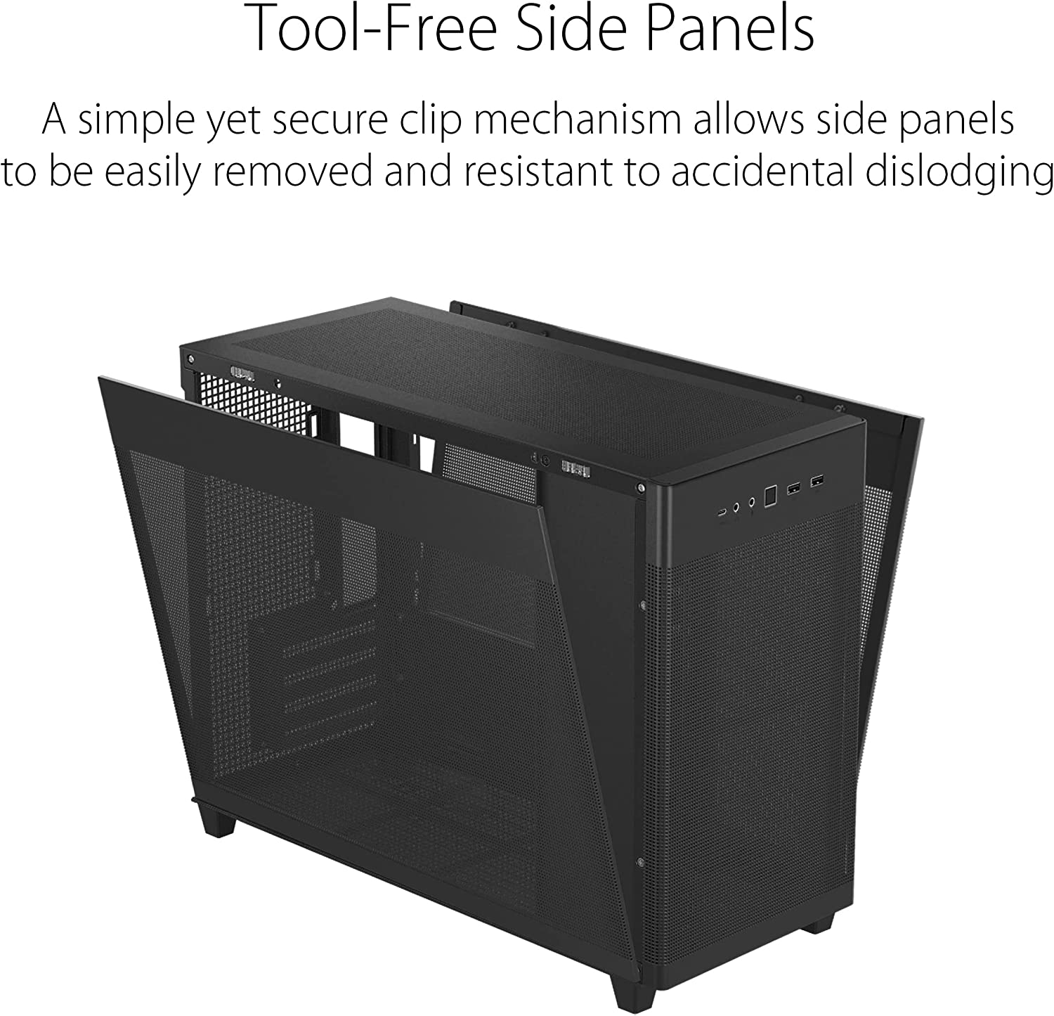 ASUS Prime AP201 (Black) Is a Stylish 33-Liter Microatx Case with Tool-Free Side Panels and a Quasi-Filter Mesh, with Support for 360Mm Coolers, Graphics Cards up to 338Mm Long, and Standard ATX Psus image number 3