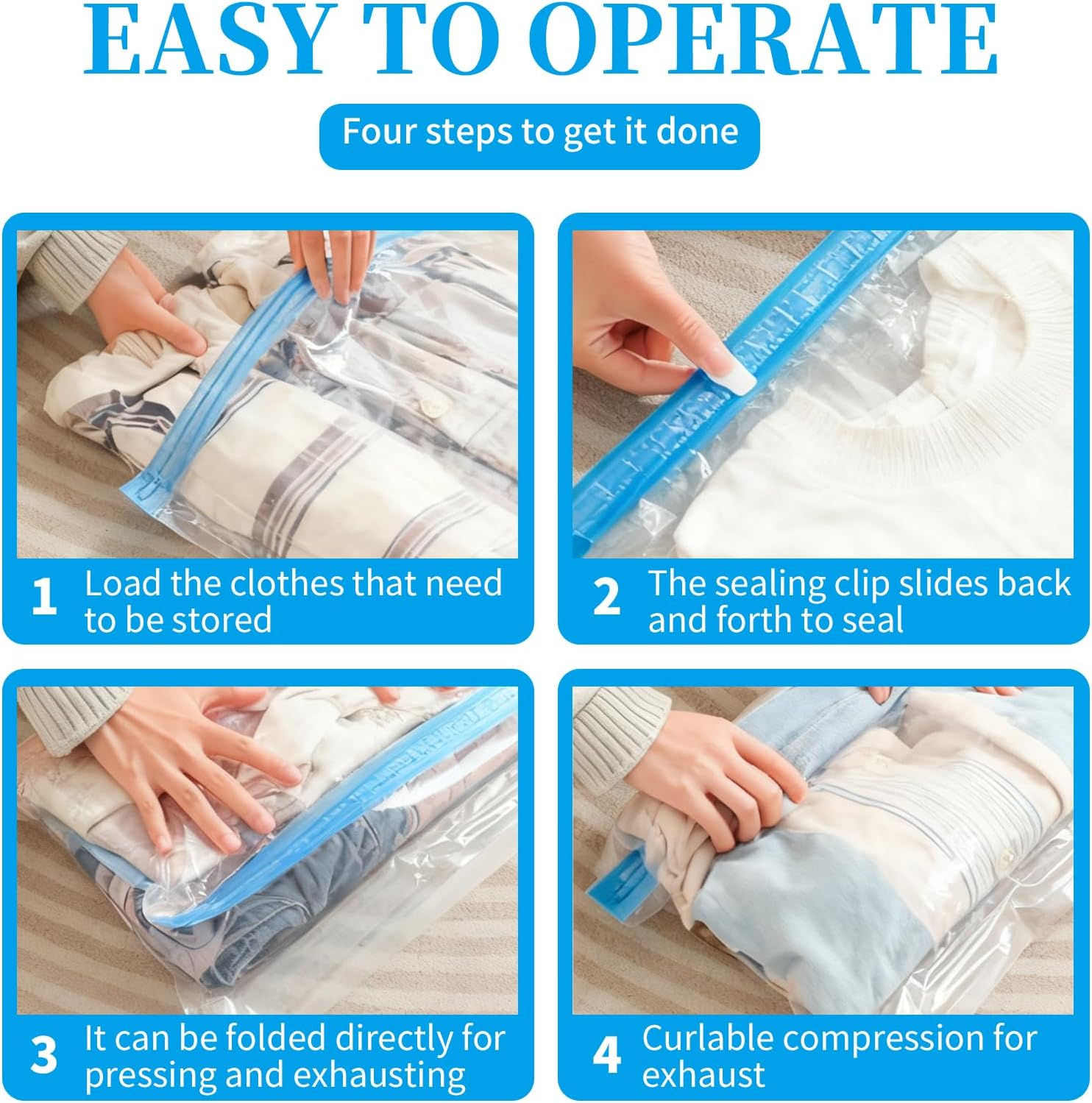 6-Pack Travel Space Saver Bags - 35X50Cm Compression Packing Organizers for Clothes, Comforters, and Towels - No Vacuum Needed, Roll-Up Compression Storage for Efficient Packing image number 3