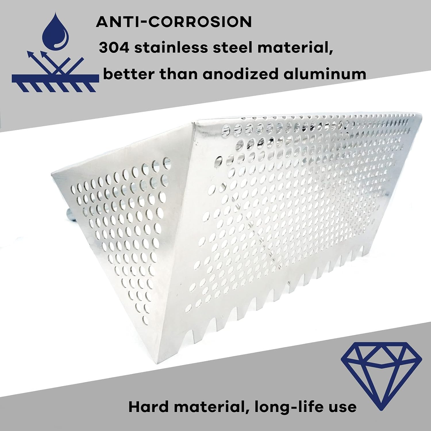 Sand Fleas Rake, Stainless Steel Sand Sifter, Detachable 47 Inches Long Handle, 15.7 Inches Width Basket, Sand Crab Catcher with Sharp Teeth,Collapsible Sand Fleas Catcher for Travelling. image number 2