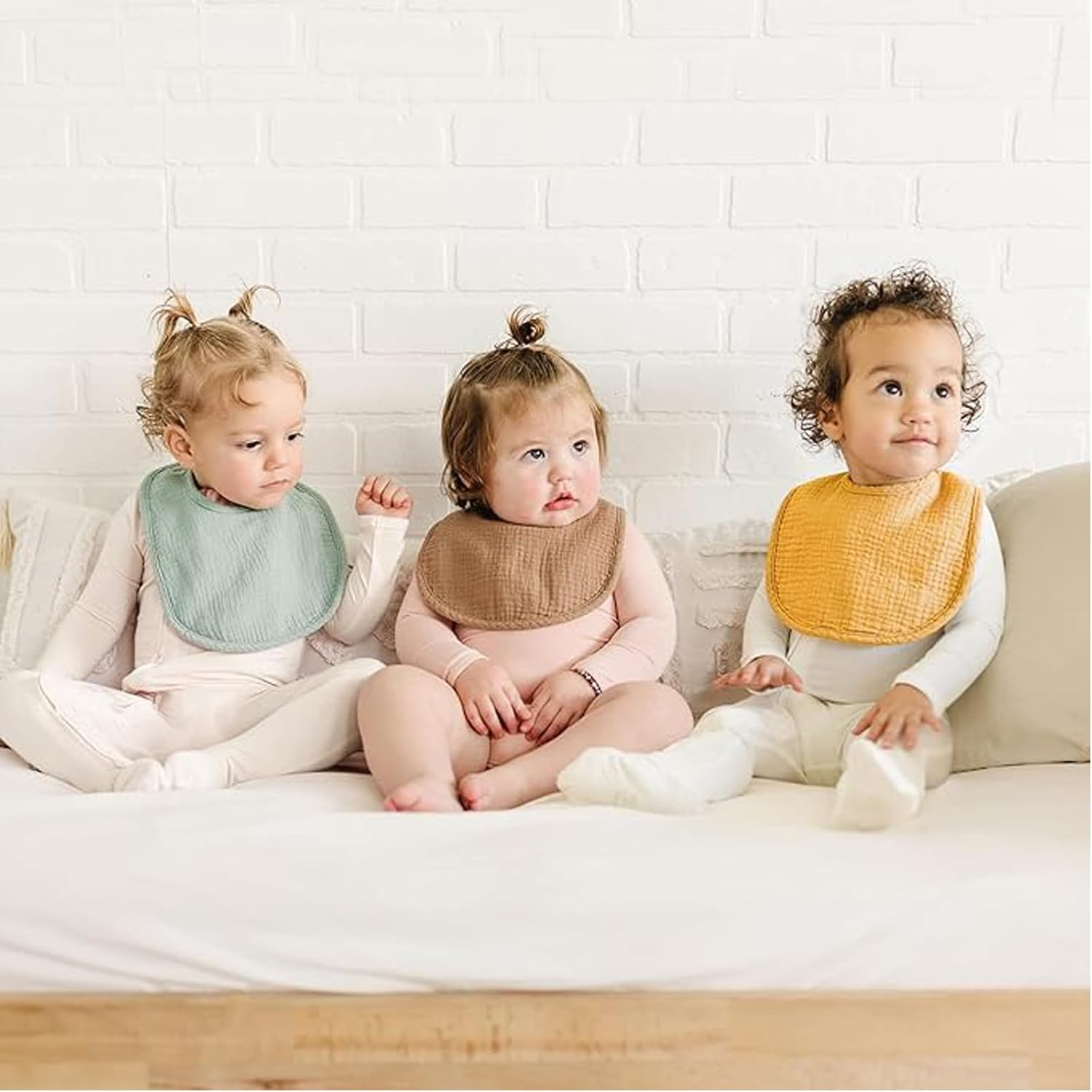 Muslin Baby Bibs 8 Pack Baby Bandana Drool Bibs Cotton for Unisex Boys Girls, 8 Solid Colors Set for Teething and Drooling image number 4