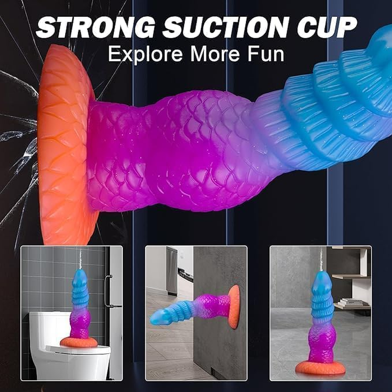 8 Inches Squirting Dildo, Ejaculating Dildo with Knot, Luminous Monster Fantasy Cumming Knotted Penis Glow in the Dark, Adult Sex Toys for Women Men image number 4