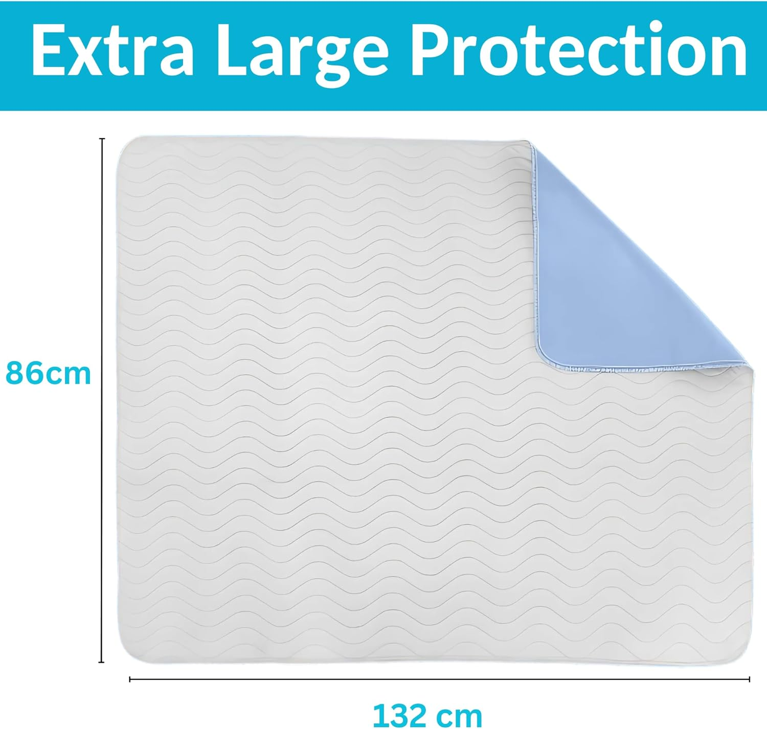 Waterproof Bed Pad - Premium 5Layer Protection - 132X86Cm Non-Slip Reusable Bed Wetting/Incontinence Pads - Waterproof Mattress Protector - Machine Washable - Breathable Maximum Comfort (4) image number 2