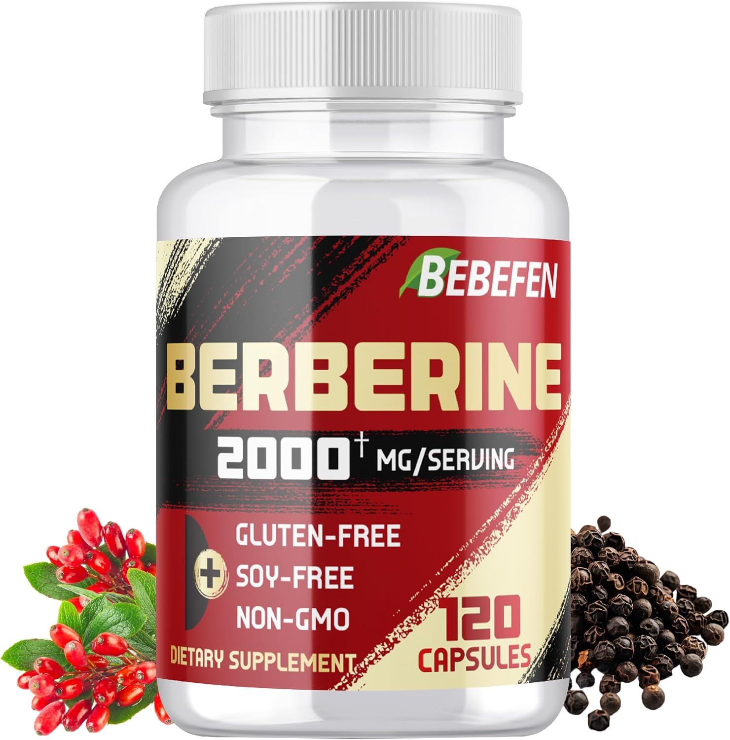 BEBEFEN Berberine Hcl Supplement - Non-Gmo and Gluten-Free Formula - 120 Capsules image number 4
