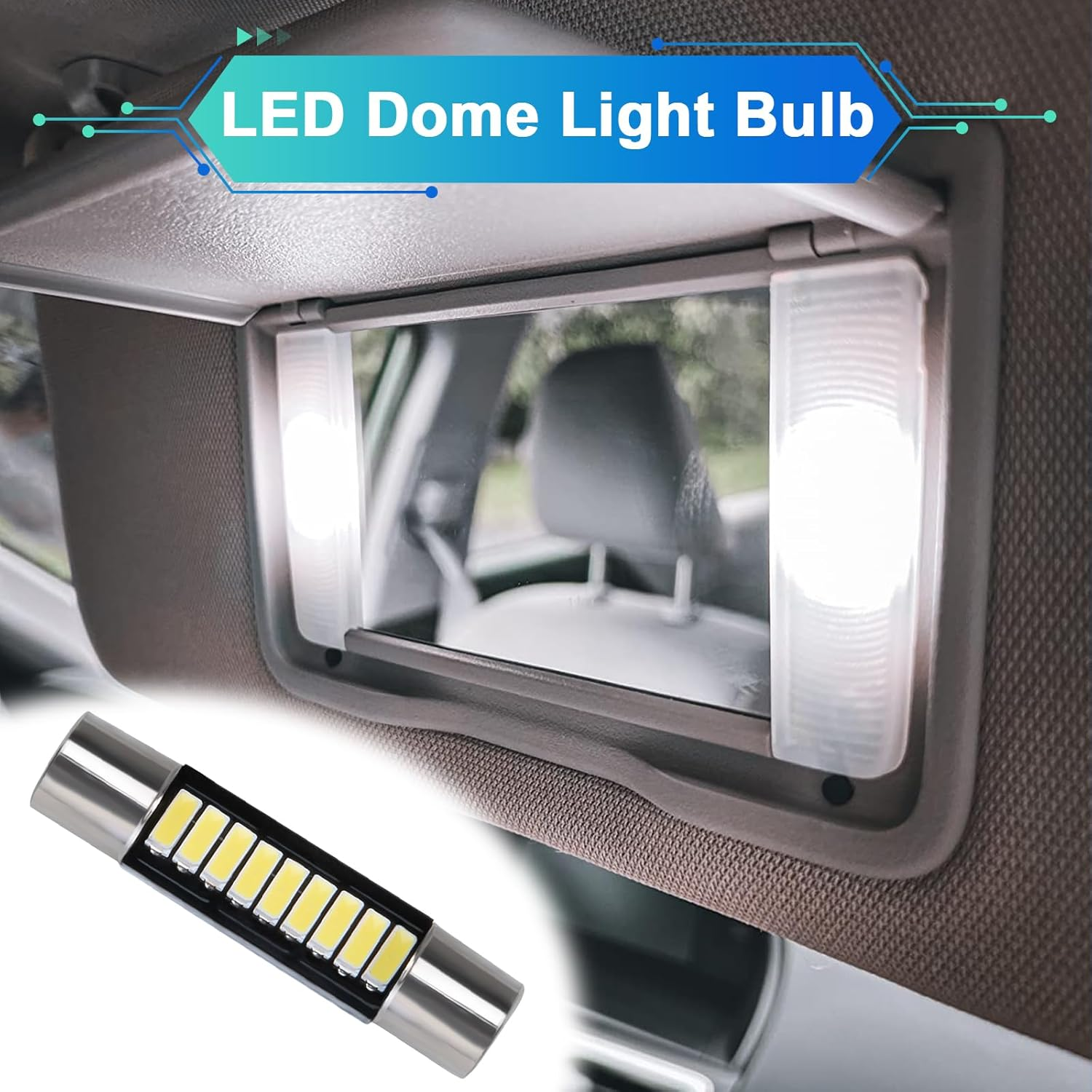 Ecocstm 6 PCS 29.5Mm LED Car Bulb, Extremely Bright 9-SMD 4014 Chips, Xenon Festoon Light Bulb 6614F 6641 6612F, Automotive Light Bulbs 12V for Vanity Mirror, Sun Visor, and Dome Light image number 3