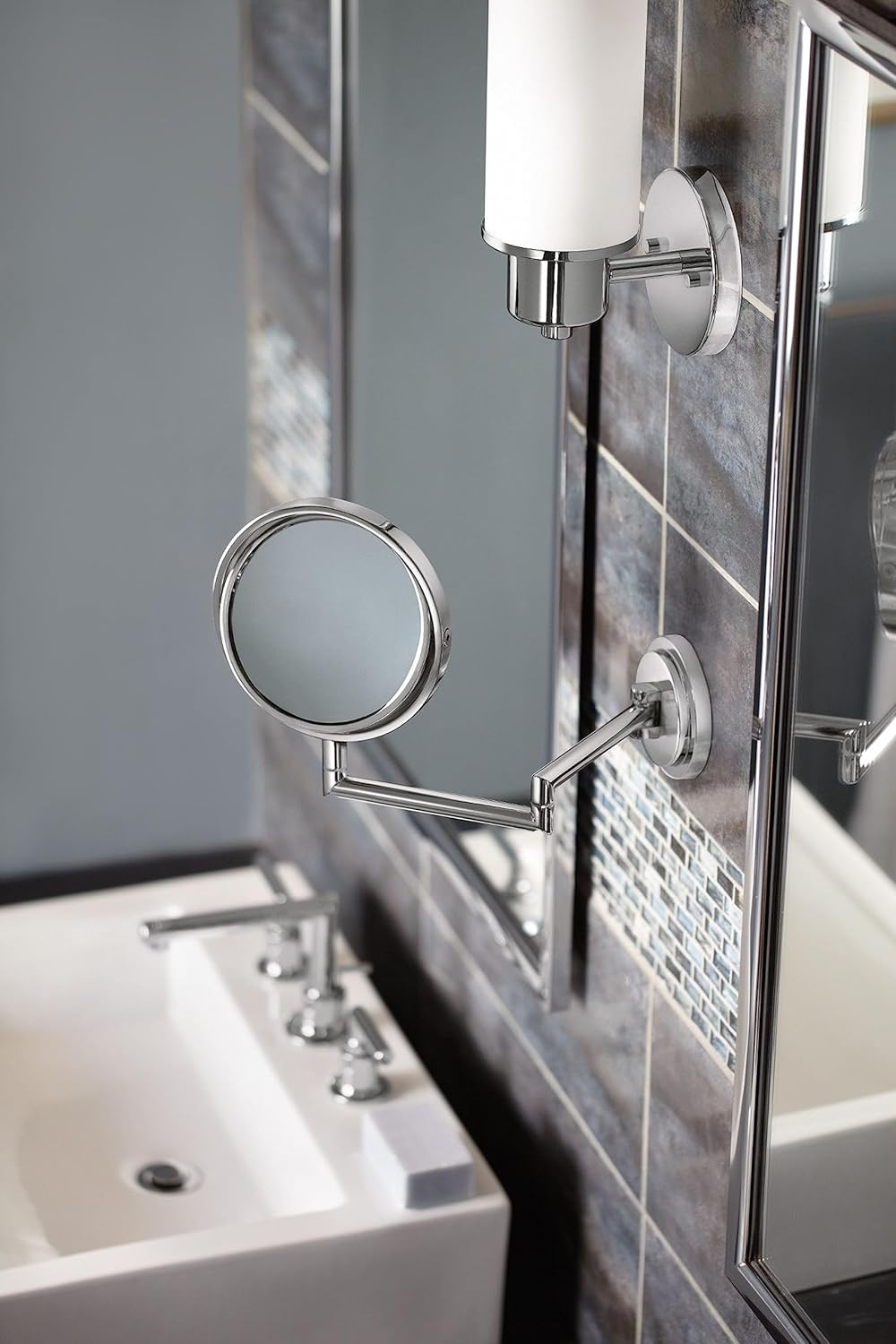 Moen YB0892CH Arris Dual-Sided Extendable Magnifying Mirror, Chrome image number 1