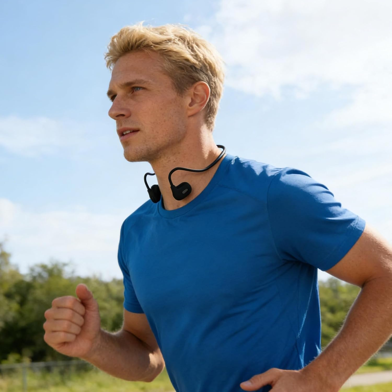 Bone Conduction Earphones,Open Ear Wireless Earbuds | Sports Headphones,For Outdoor Travel Commuting Cycling Hiking Training Running Workout Gym Fitness - White image number 7