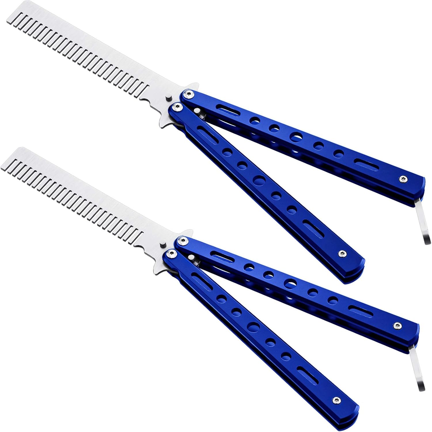 2 Pieces Combs Stainless Steel Folding Practice Combs Hair Styling Tools for Sport Outdoor Use (Colorful)