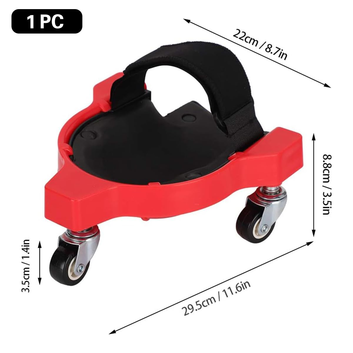 AIMALL Rolling Knee Pad with Universal Wheels Ergonomic Kneeling Mat for Bricklayer Floor Tile Car Repair Gardening Red Black Nylon ABS Metal 8.7In X 3.5In X 11.6In