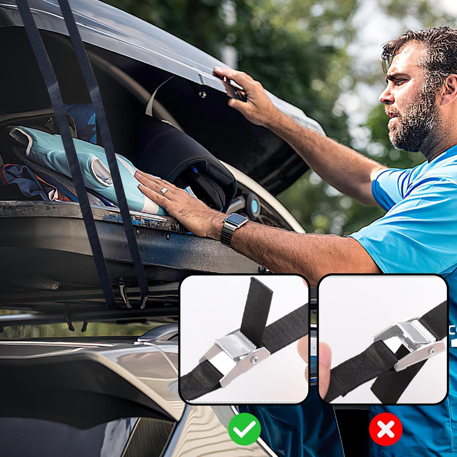 Lashing Straps Short Pack of 10 50 Cm Lashing Straps Bicycle Bicycle Carrier Lashing Straps Fastening Straps Tie down Straps with Clamping Lock for Car Small Bicycle Motorcycle Luggage Packages image number 3