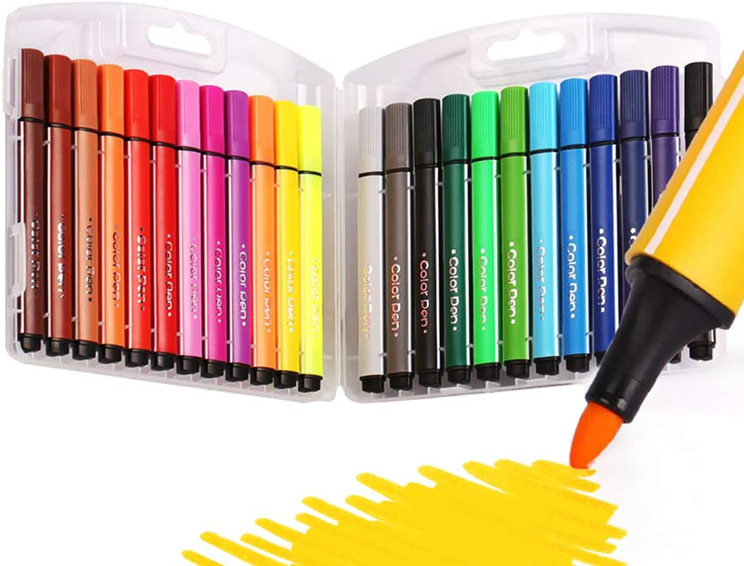 SAYEEC 24 Colors Washable Marker Coloring Pens Set Children Drawing Pen Watercolor Art Marker Medium Tip Pen for Kids Adult Coloring Books Manga Comic Calligraphy Sketching