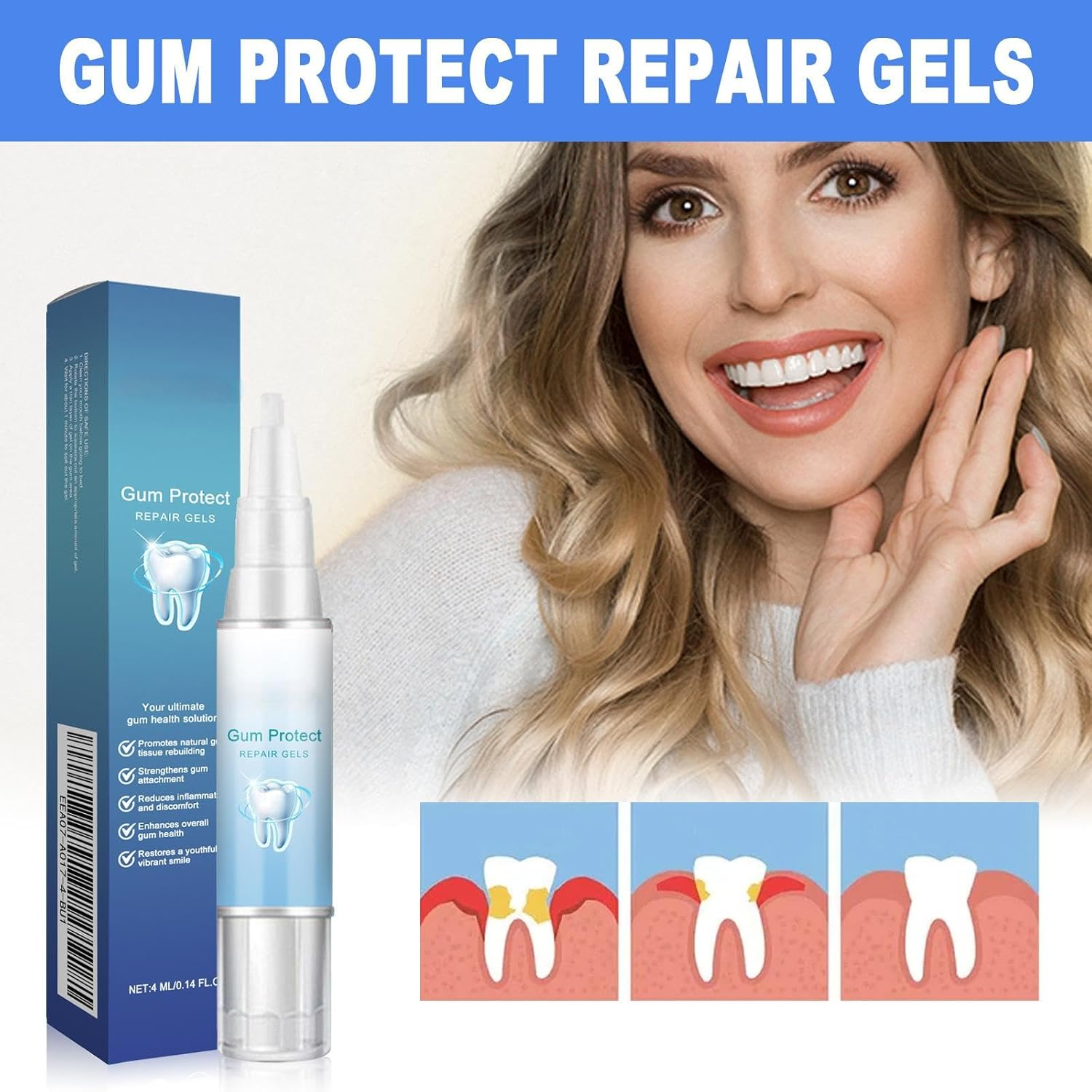 Gum Support Gel for Receding Gums - Protection & Care Formulation Shields Gums, Freshens Breath (4Pcs) image number 3