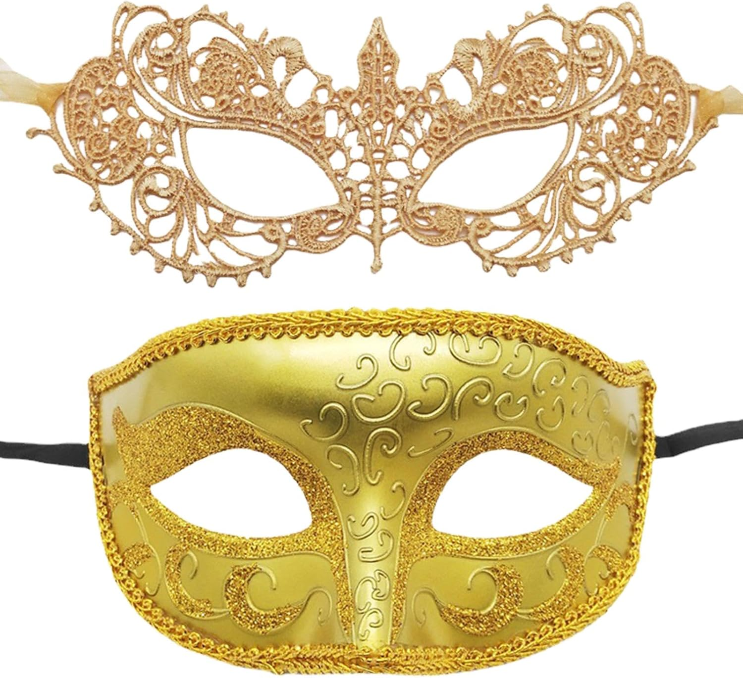 Masquerade Face Cover - 2Pcs Lace Masquerade Masks Set, Mysterious Lace Face Cover | Couples Masks, Gothic Lace Masks for Masquerade Ball, Halloween, Elegant Lace Masks, Couples Masks