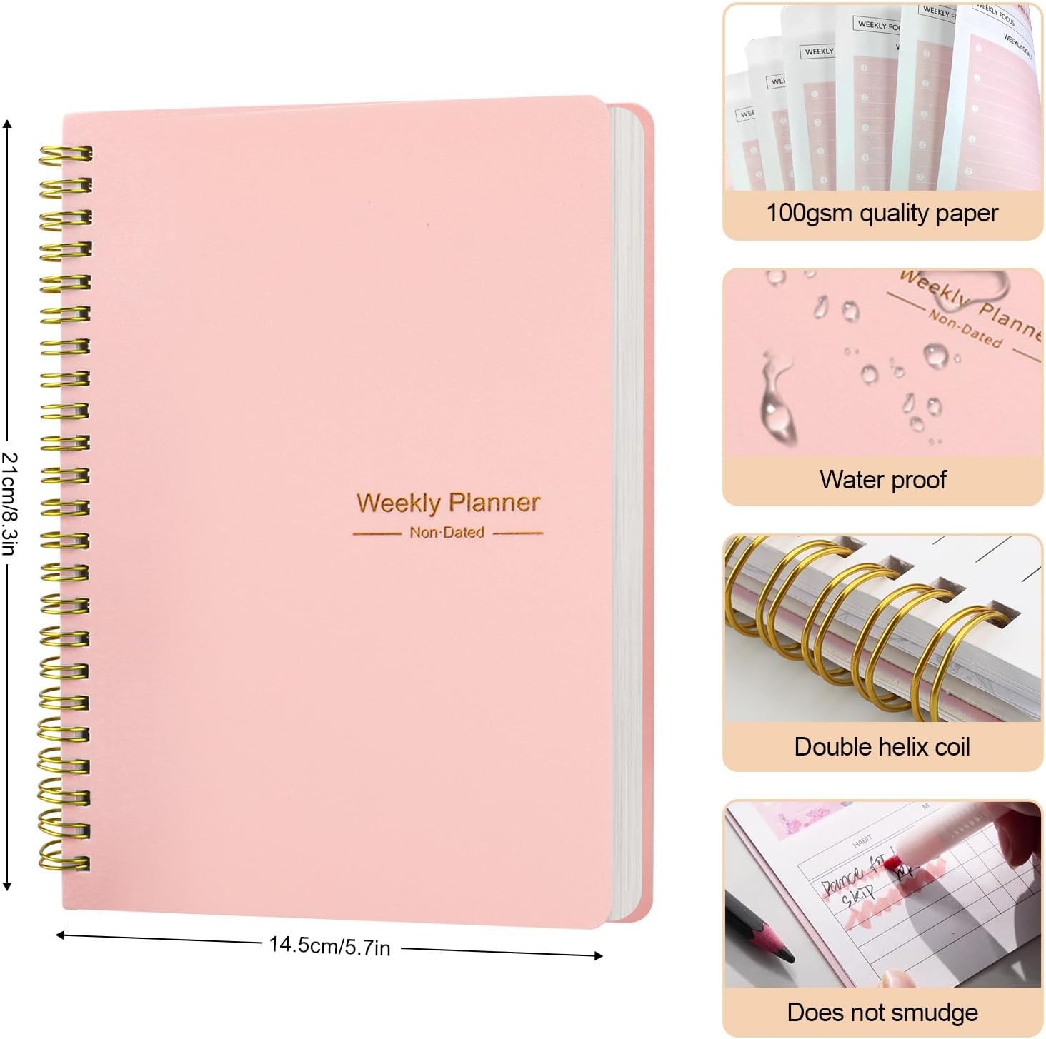 COZY CORE Undated Weekly Planner Monthly Planner,A5 to Do List Planner Spiral Notebook with Habit Tracker, Budget Organizer, Expense Tracker, Goal Setting, 5.7 X 8.0 Inches image number 6