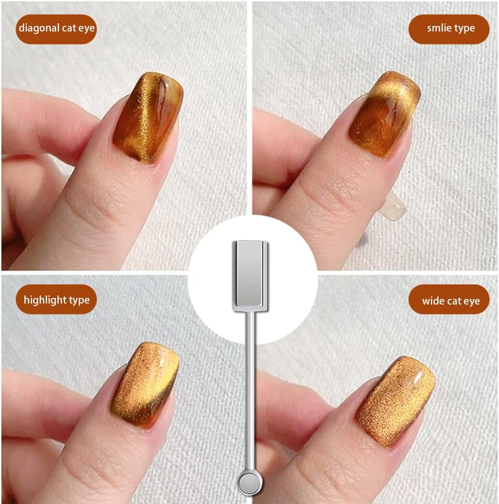 Magnetic Gel Nail Polish Set, 6 Colors Wide Amber Cat Eye Gel Polish Crystal Jelly Transparent 9D Cateye UV Gel Soak off Nail Polish Art Manicure Kit with Magnetic Stick image number 2