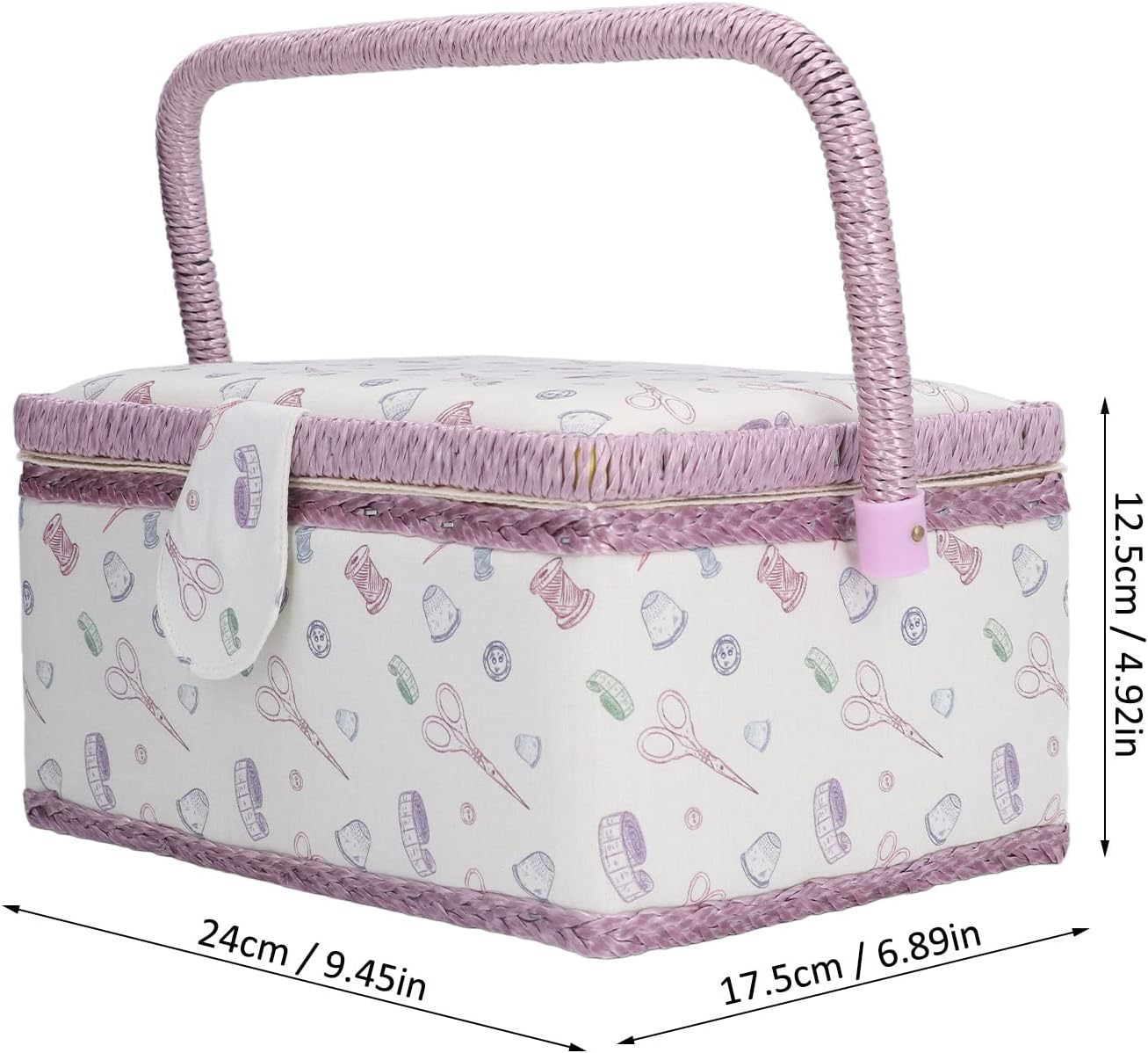Sewing Box Organizer, Premium Material, Wide Application, Good Order, Classic Appearance, Portable Size - with Pincushion and Mini Pocket - Purple, Ideal Gift image number 4