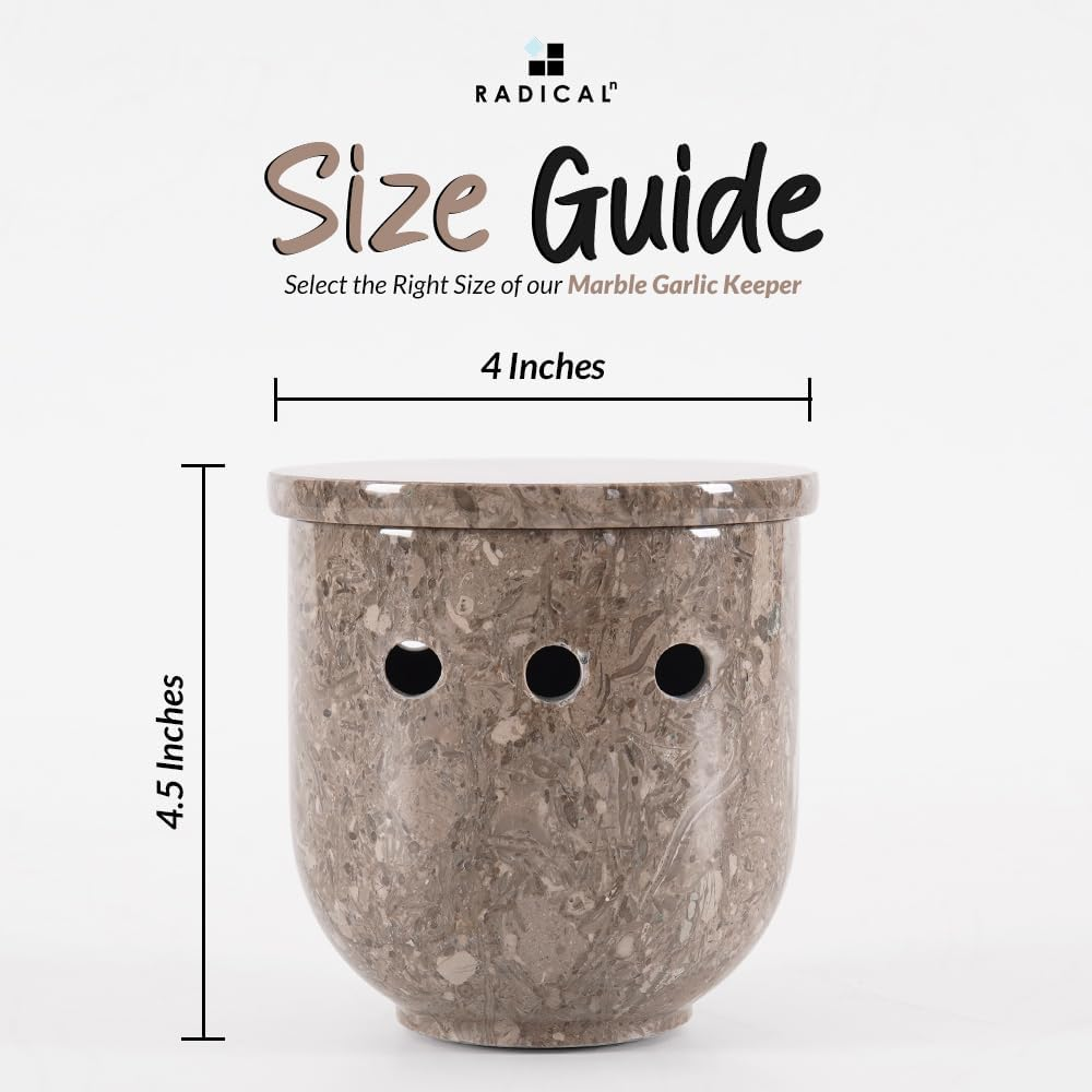 Radicaln Marble Garlic Keeper Oceanic 4.5" Inches Handmade Garlic Holder Countertop Ideal Garlics Saver & Keeper, Onion and Garlics Storage - Oceanic image number 3