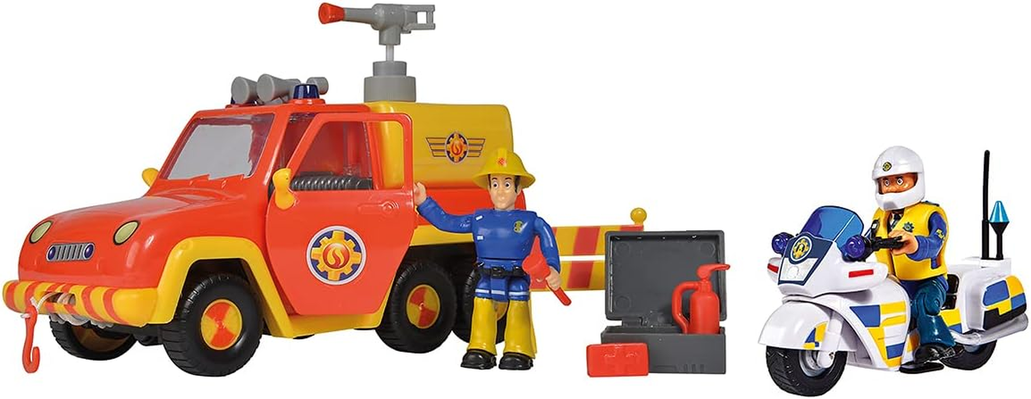 Simba - Fireman Sam - Pick-Up Venus & Police Motorcycle, 2 Figures, Water and Sound Function, Batteries Included, from 3 Years - 109251099038 image number 1