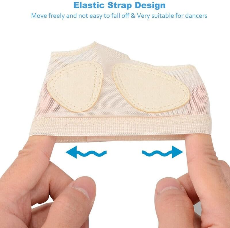 AIMALL Ballet Dance Foot Thongs, Toe Undies Forefoot Cover Half Lyrical Shoes Paws Pad, Flexible Knitted Fabric, Beige, S-XL Sizes for Dance & Casual Use image number 4