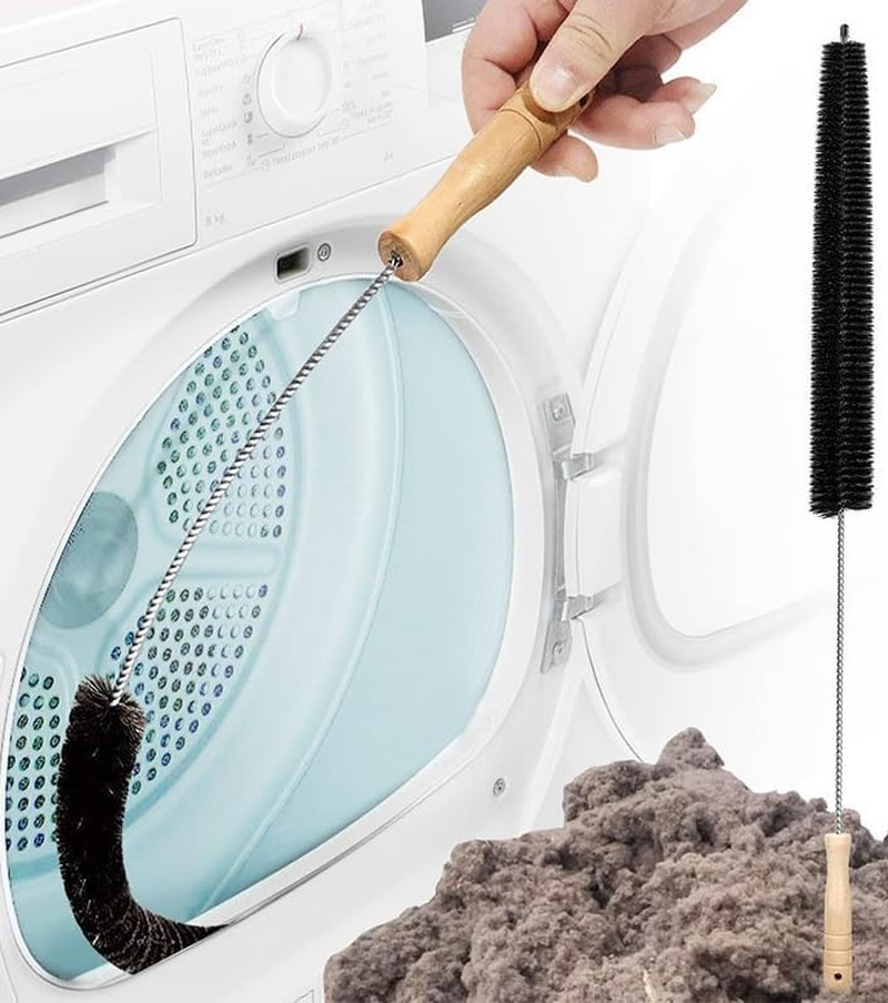 2 Pc Dryer Cleaner Vent Brush,Washing Vacuum ，Washing Machine Cleaning Inner Cylinder Inner Wall，Household Pipe Long Handle Full Bristle Cleaning Brush (Black, 75CM) image number 1