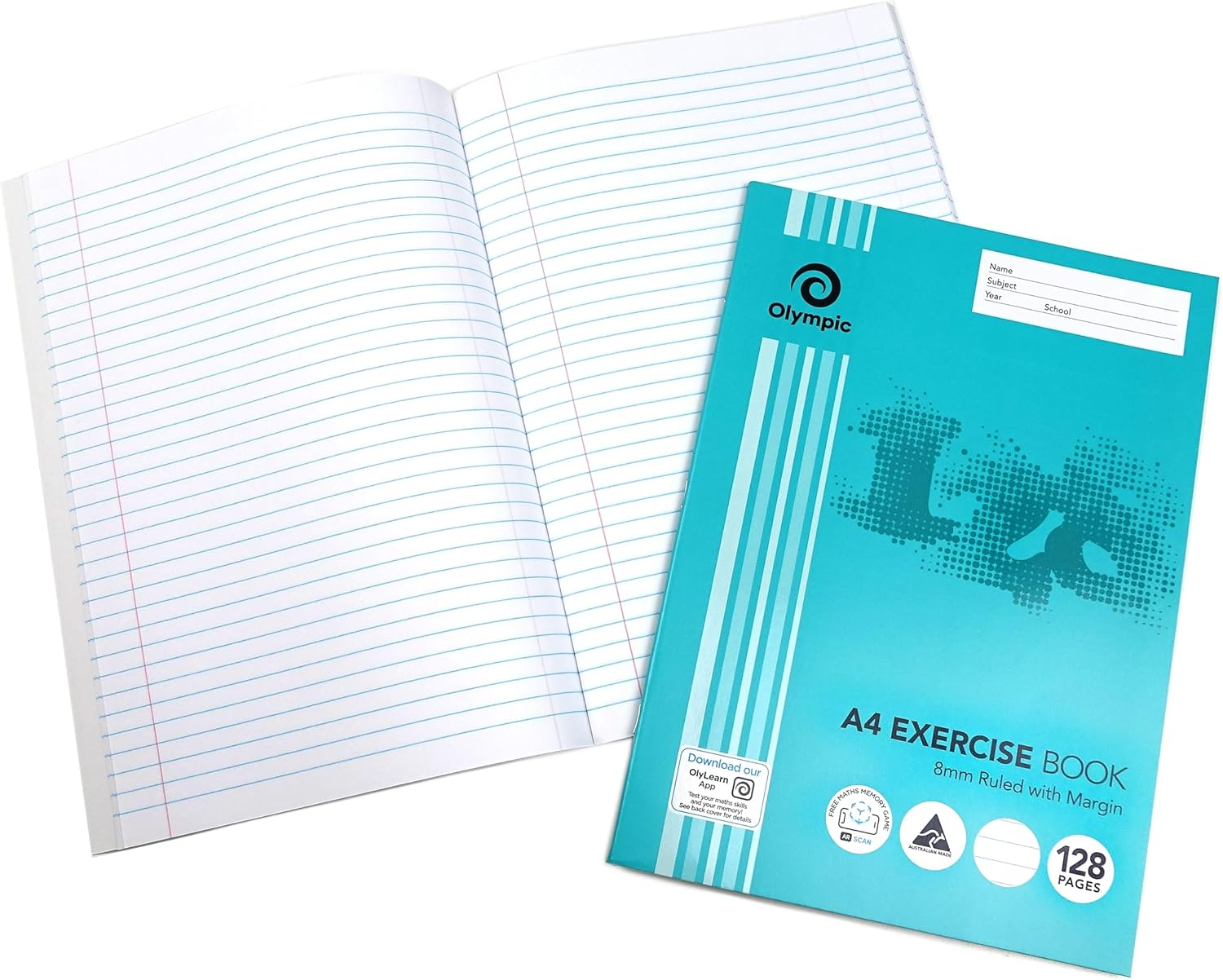 Olympic, A4 Exercise Book, 128 Pages, 8Mm Ruled with Red Margin image number 3