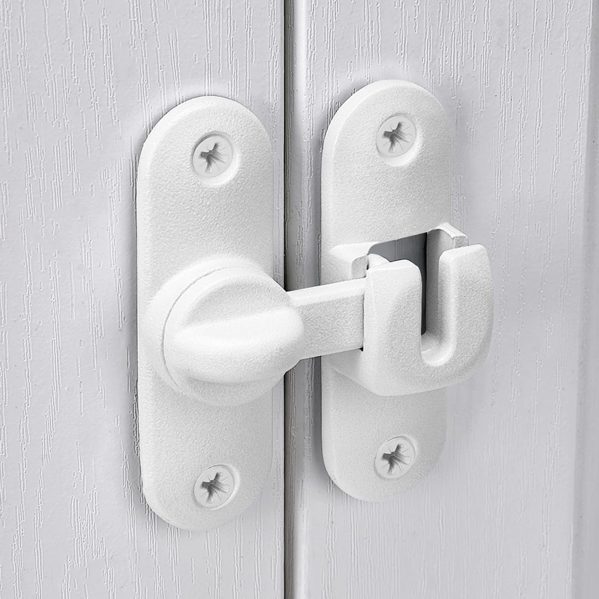 INIRET Matte White Barn Door Latches,90/180 Degree Gate Lock,Zinc Alloy Right Angle Door Lock Latch,Flip Gate Latches Hardware,Door Security Door Latch Lock Fo Cabinets,Bathroom,Barn Door - 2, Matte Black image number 2