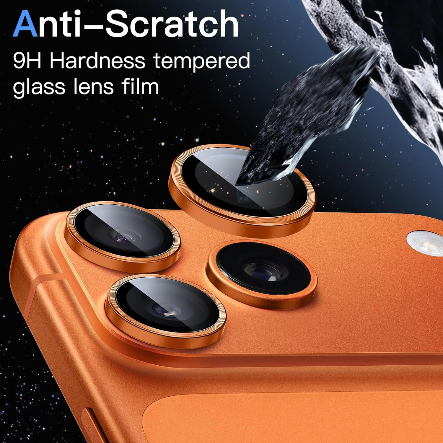 Jetech Camera Lens Protector for Iphone 17 Pro 6.3-Inch and Iphone 17 Pro Max 6.9-Inch, 9H Tempered Glass Metal Individual Ring Cover, Easy Installation Tray, HD Clear, 1 Set (Orange) - Deep Blue image number 2