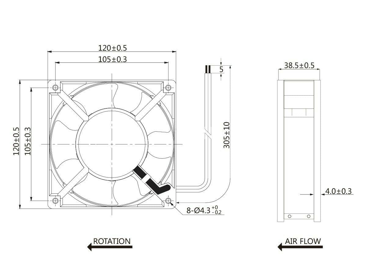 PCLINE 240V 120Mm Axial Muffin Fan &ndash; High-Speed AC Cooling Fan for Enclosure, Cabinet, Greenhouse, Exhaust Ventilation &ndash; DIY Projects image number 2