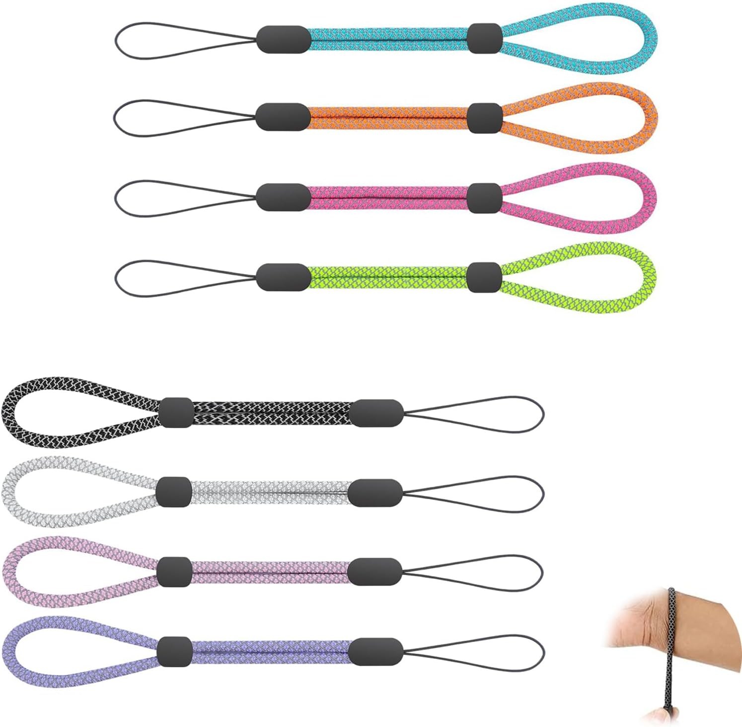 ONBPIY 8 Pack Colorful Wrist Straps Mobile Phone Lanyard Adjustable for Camera Keys USB Drive