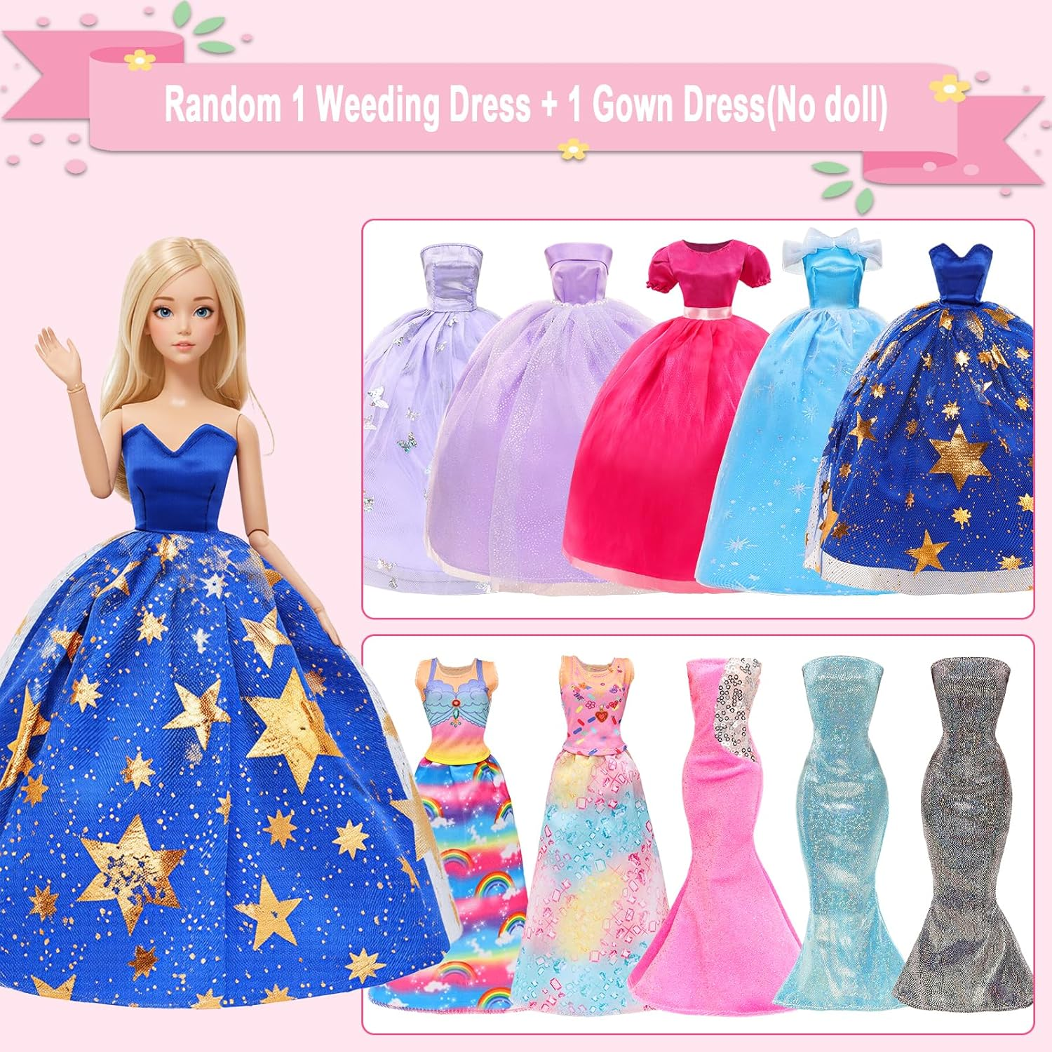 Barwa 101 Pcs Wardrobe Closet Doll Clothes Accessories Suitcase Mermaid Swimsuits Dresses Shoes Hanger Crown Necklace Doll Accessories for 11.5 Inch Girl Dolls Toys Gifts for Girls image number 6