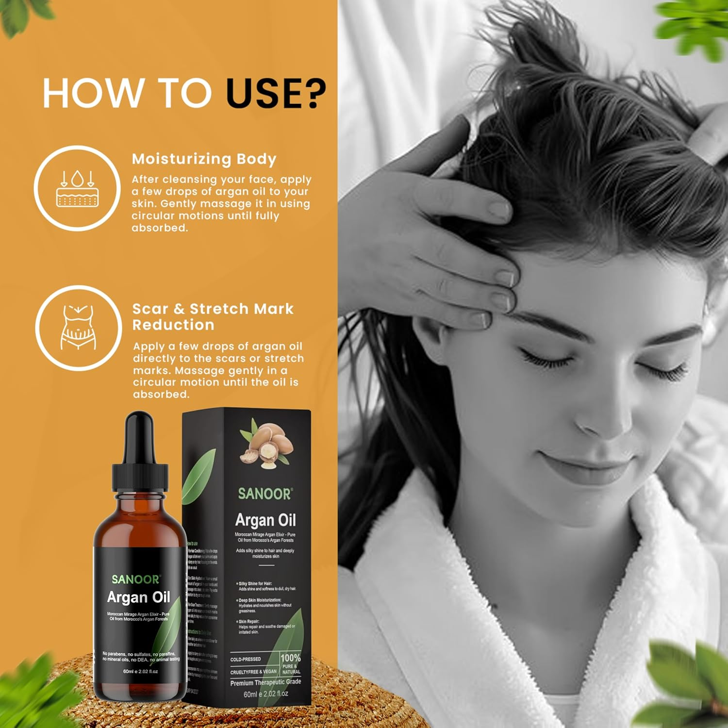 Moroccan Mirage Argan Elixir - Pure Oil for Luxurious Skin & Hair Care | Hair Conditioning | Skin Hydration | Scar Treatment | 60Ml 2 Fl.Oz image number 4