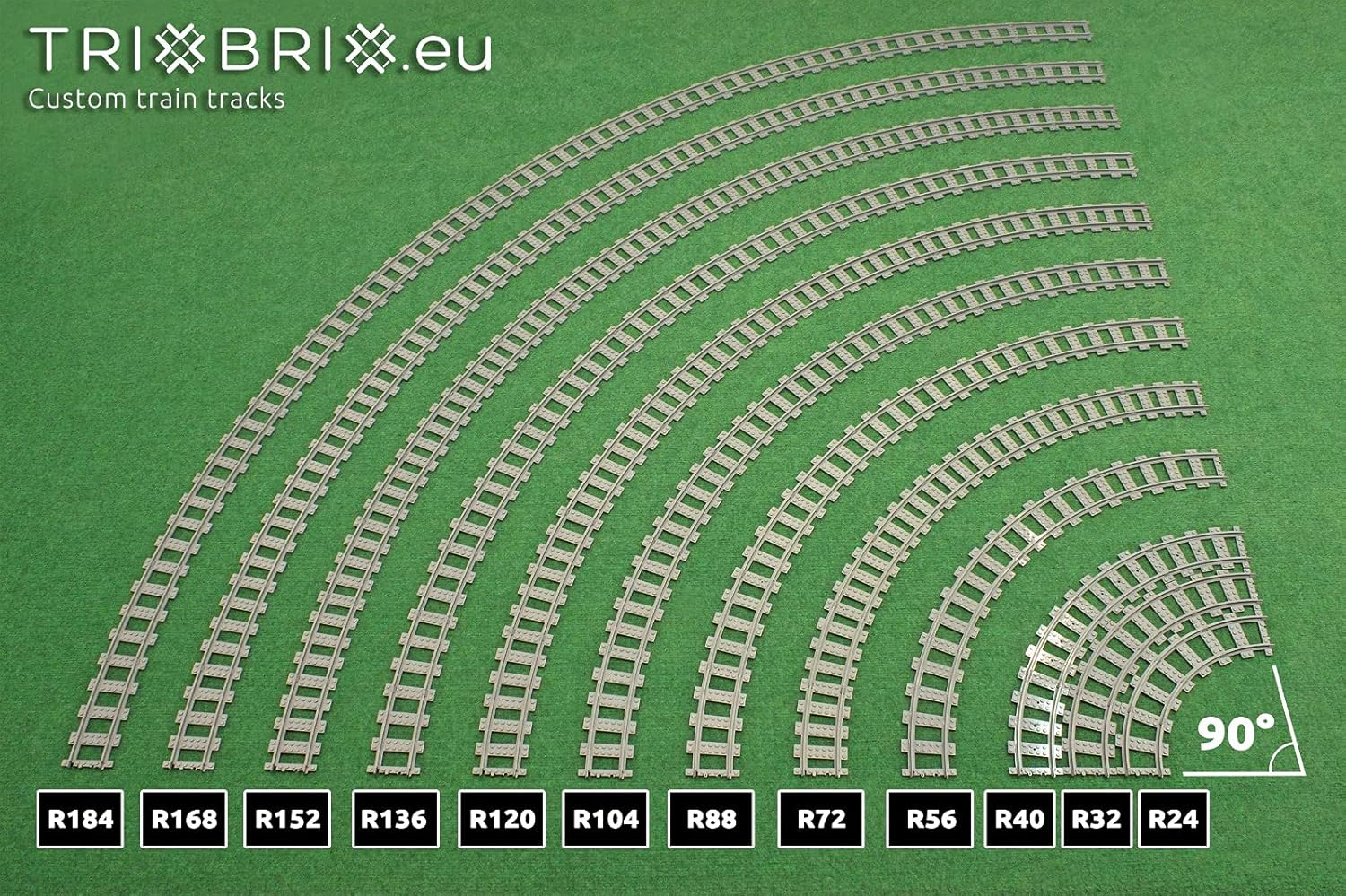 Trixbrix Curved Tracks R88 Box 8Pcs Compatible with  City Train Sets 60197 60198 10277 60205 60238 image number 5